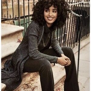 Cabi Cloak Long Line Cardigan Sweater Women's Marled Dark Gray Size S #3530